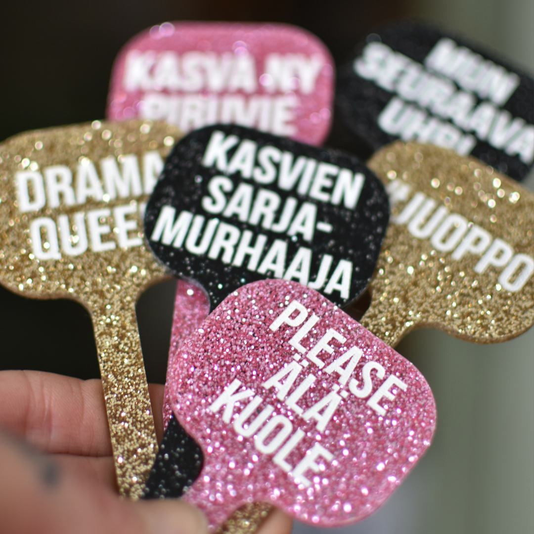 Huonekasvi kyltti glitteri 3kpl
